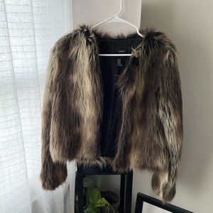 Forever 21 Cropped Faux Fur Coat